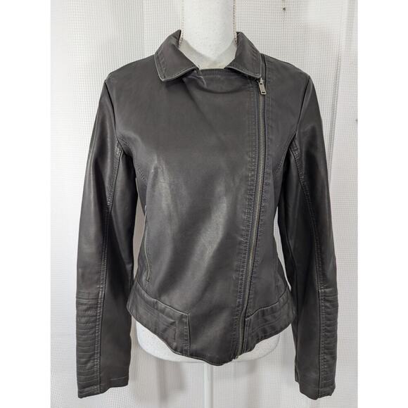UNIVERSAL THREAD CO.! LIGHT BLACK VEGAN LEATHER MOTO/BUKER INSPIRED JACKET! SZ M - Picture 2 of 11